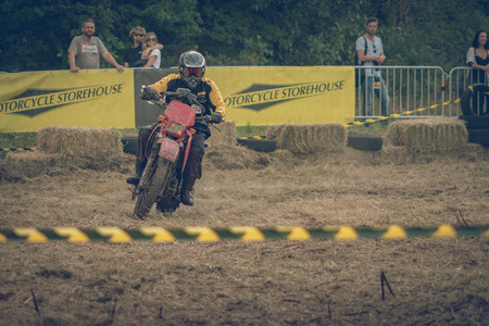 ROTTERDAM, NETHERLANDS - SEPTEMBER 2 2018: Motorcyclists having fun at Dutch dirt track motorcycle event "Rotterdam Dirt Ride"のeditorial素材