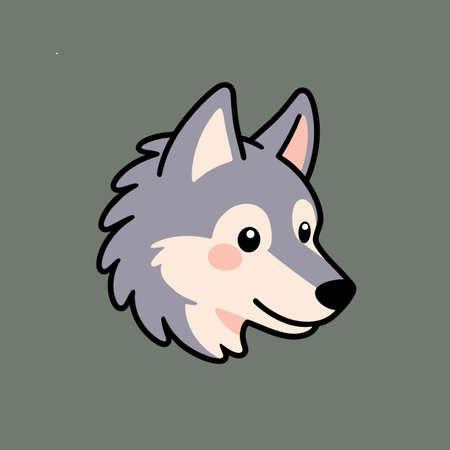 Cute cartoon wolf head. Vector illustration in a flat style.