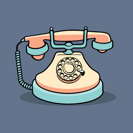 Retro telephone icon in cartoon style. Vector illustration of old telephone.のイラスト素材
