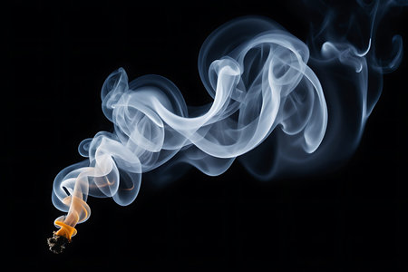 Smoke isolated on black background. Abstract background. Closeup.