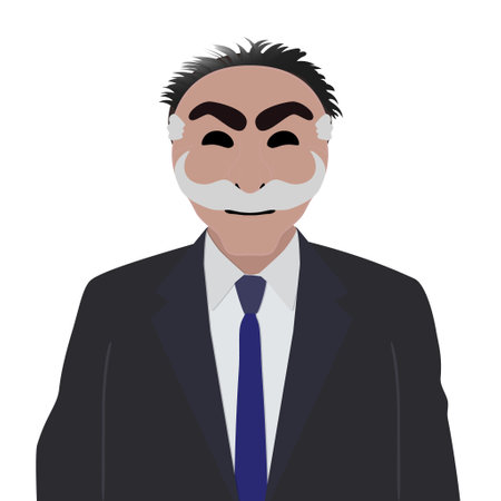 Businessman in a suit with anonymous mask on a white background. Portrait of computer hacker in hoodie and mask. Anonymous vector concept.のイラスト素材