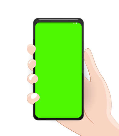 Realistic Modern slim Smartphone, phone. Greenscreen, Illustration for business and work. On a white background. Vector illustrationのイラスト素材