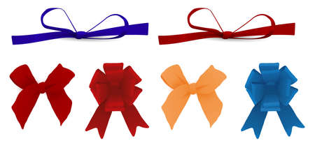 Set realistic bow for the holidays. Colored. Vector illustration isolated on white background. EPS 10のイラスト素材