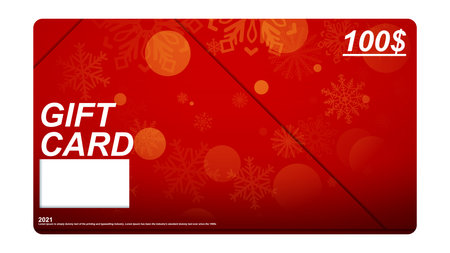 Gift voucher card templates. Christmas discount coupon or certificate layout with artistic stroke pattern. Vector fashion bright background design with information sample text. Vector Illustrationのイラスト素材
