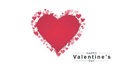 Valentines Day background with heart pattern and typography Happy Valentines Day text on white background. Vector illustration. Romantic quote postcard, postcard, invitation, banner template.のイラスト素材