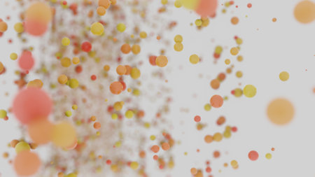 Abstract digital particle wave and light abstract background. High Quality. Abstract glowing swirl of particles background. Galaxy background with stars. Colored ballsの写真素材