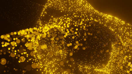 Abstract digital particle wave and light abstract background. High Quality. Abstract glowing swirl of particles background. Galaxy background with stars. Coloredの写真素材
