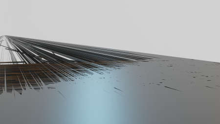 3d rendering metallic illustration background. Digital sketch on colorful wall. Abstract fractal...