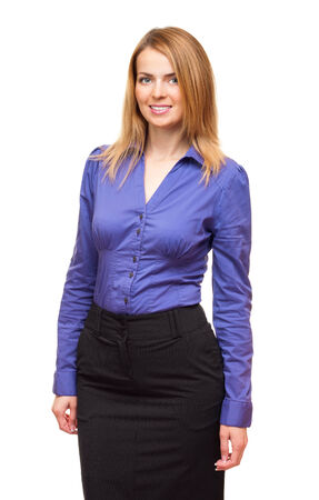 Business woman student manager standing and smiling in studioの写真素材