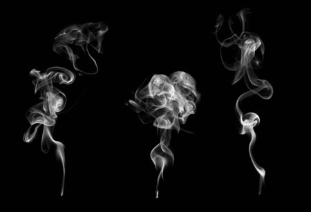 set of 3 examples of smoke on white backgroundの写真素材