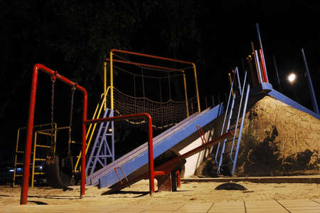 playground at nightの写真素材