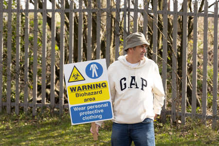 protesters demonstrating outside of walleys quarry waste landfill site Silverdale Newcastle under...