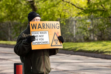 protesters demonstrating outside of walleys quarry waste landfill site Silverdale Newcastle under Lyme Staffordshire "stop the stink" campaignのeditorial素材