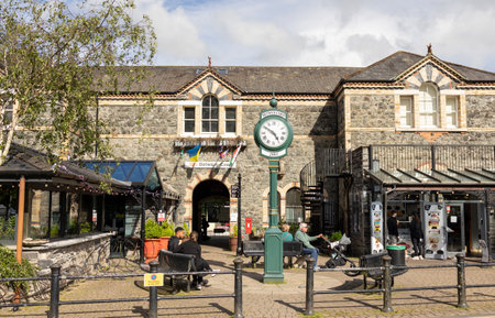 Betws- y- coed Wales united kingdom may 21 2022 the famous green clock and station building at Betws-y-coedのeditorial素材