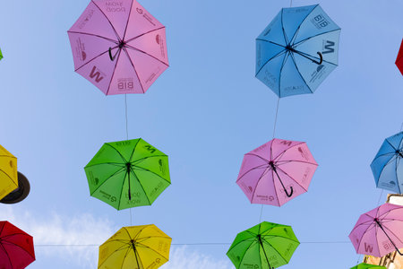 Hanley-Stoke-on-Trent, Staffordshire-United Kingdom July 14, 2022 The Umbrella project, celebrating neurodiversity and ADHD awareness,Piccadilly Hanley, Stoke-on-Trentのeditorial素材