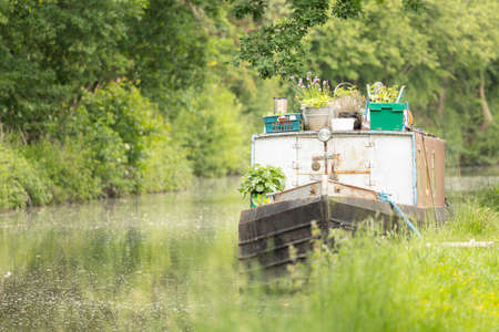 Canal narrowboat on Coventry Canalの写真素材