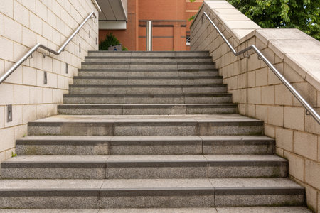 Stairs up to the entrance of the university building. Perspective view.の写真素材