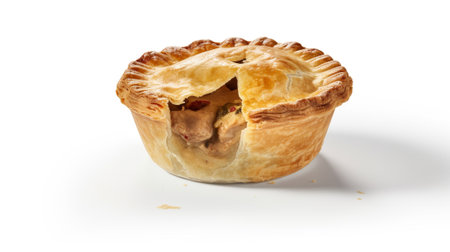 Meat pie isolated on white background,  Created using generative AI tools.の素材