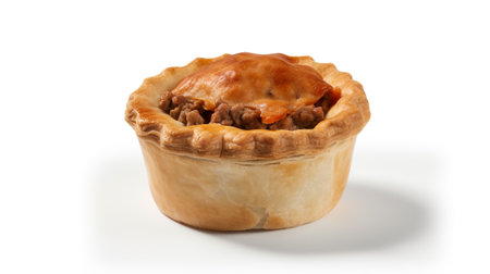 Meat pie isolated on white background,  Created using generative AI tools.の素材