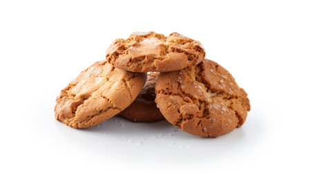 Chocolate chip cookies isolated on white background, Homemad cookies close up,  Created using generative AI tools.の素材