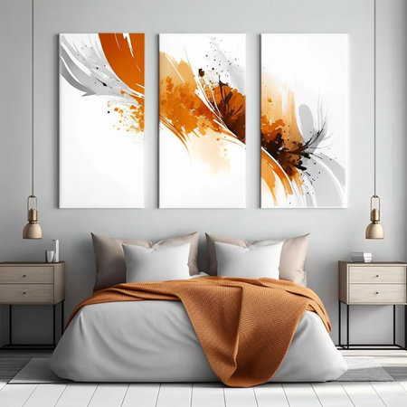 Set three pieces of abstract Geometric mid century modern wall art. Geometry shapes wall decor. Minimalist Scandinavian wall decorations,  Created using generative AI tools.の素材