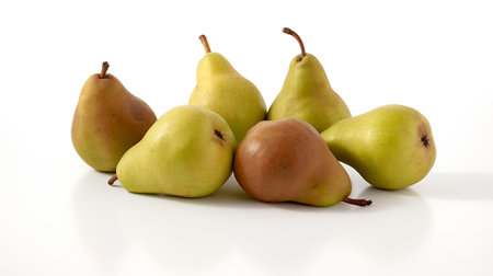 Ripe green pears  isolated on white,  Created using generative AI tools.の素材