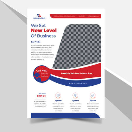 creative business flyer with ribbon shape in red and blue accentのイラスト素材