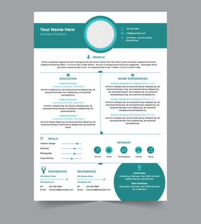 minimal resume template with green colorのイラスト素材