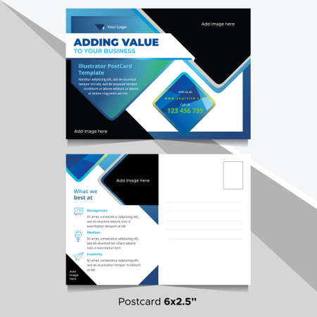 business post card with abstract element in blue gradient colorのイラスト素材
