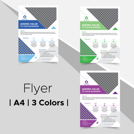 set of three modern creative flyer in three color schemesのイラスト素材