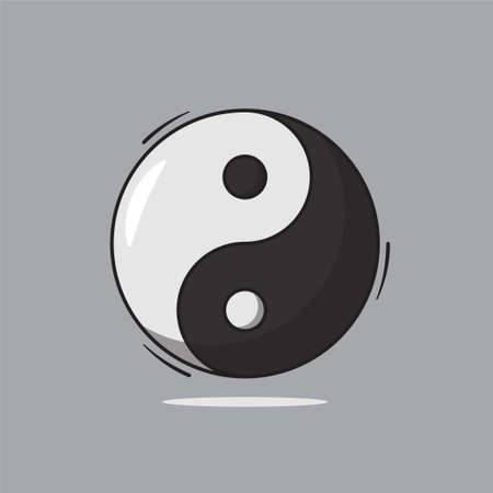 Illustration Vector Graphic Cartoon Character of Yin and Yang With The Shadow Shaolinのイラスト素材