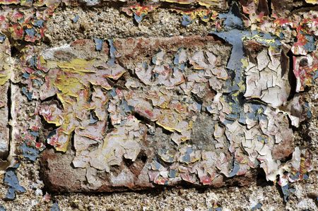Close-Up of  Brick Wall With Peeling Paintの写真素材