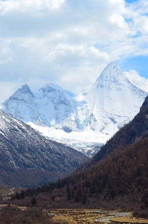 Snowy Mountains in Yading, Daocheng county, Ganzi district, Sichuan province, Chinaの写真素材