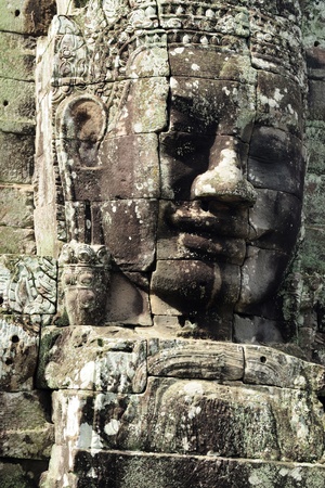 Mysterious Smile of Buddha at Bayon temple, Cambodiaの写真素材