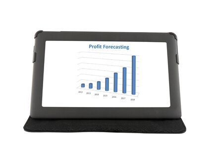 Financial report on touchscreen tabletの写真素材