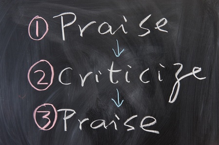 Chalkboard writing - concept of how to criticizeの写真素材