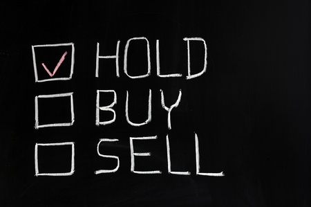 Chalk drawing - Hold, buy or sellの写真素材