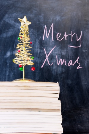 Chalkboard writing - concept of Merry Christmasの写真素材