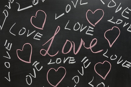 Chalkboard drawing - Group of Love wordsの写真素材