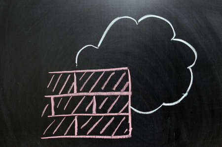 Chalk drawing - Security of cloud service by firewallの写真素材
