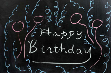 Conceptional chalk drawing - Happy birthdayの写真素材