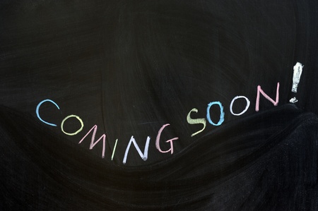 Conceptional chalk drawing - Coming soonの写真素材