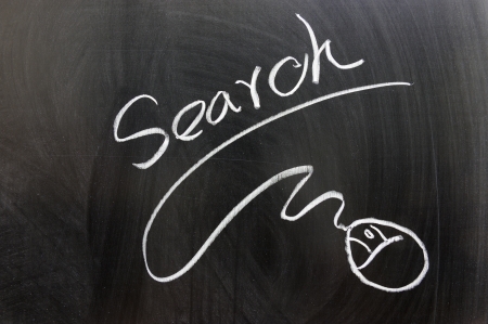 Search word and mouse sign drawn on chalkboardの写真素材