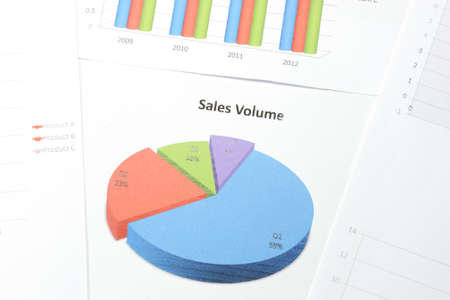 Business graph printed on the white paperの写真素材