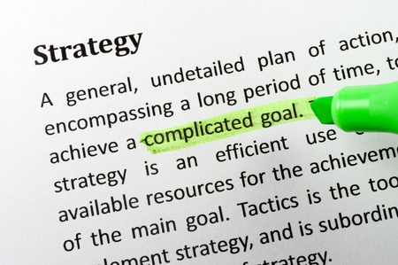 Strategy item on paper with a highlighterの写真素材