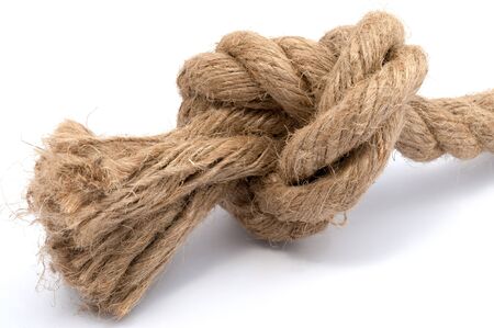 rope knot putting on white backgroundの写真素材