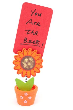 You are the best words written on paper of sun flower pot clipの写真素材