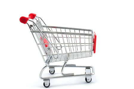 Shopping cart on white backgroundの写真素材