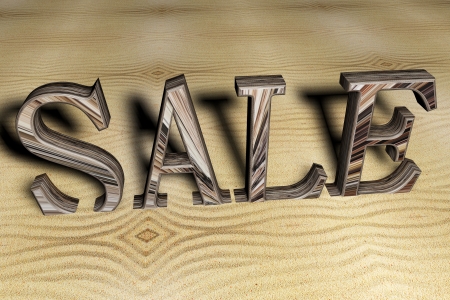 Sale word on sand, 3D rendered image.の写真素材