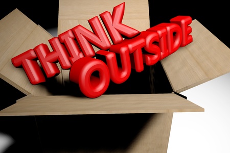 Think outside the box concept 3d rendered imageの写真素材